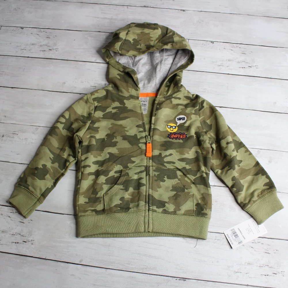 Carter's Baby Boy's Hooded Jacket Sweatshirt Size 12 Months Green Camo